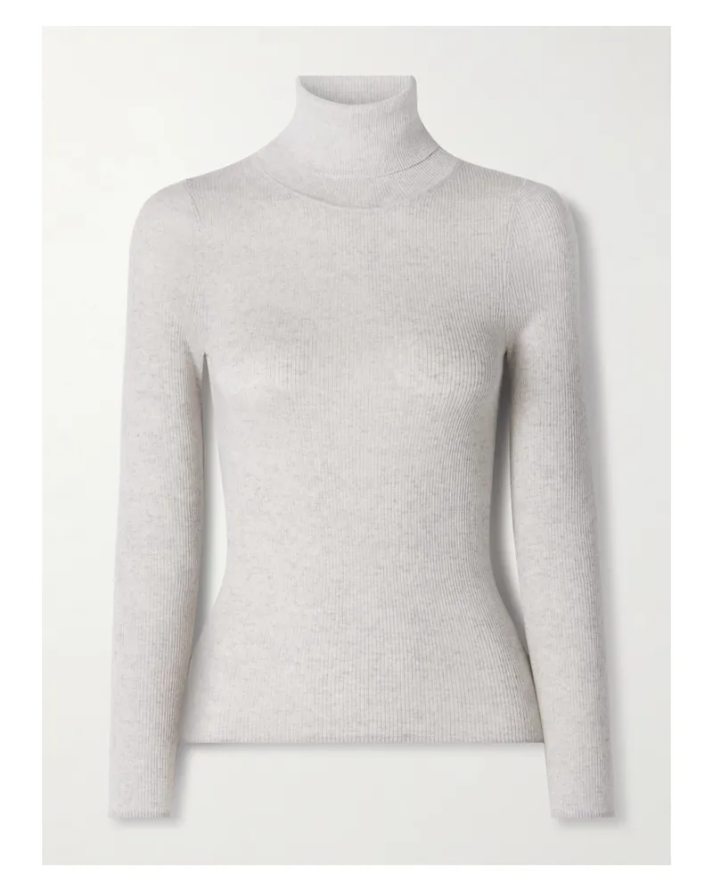 TWP Rollkragenpullover Aus Gerippter Merinowolle - Grau Grau