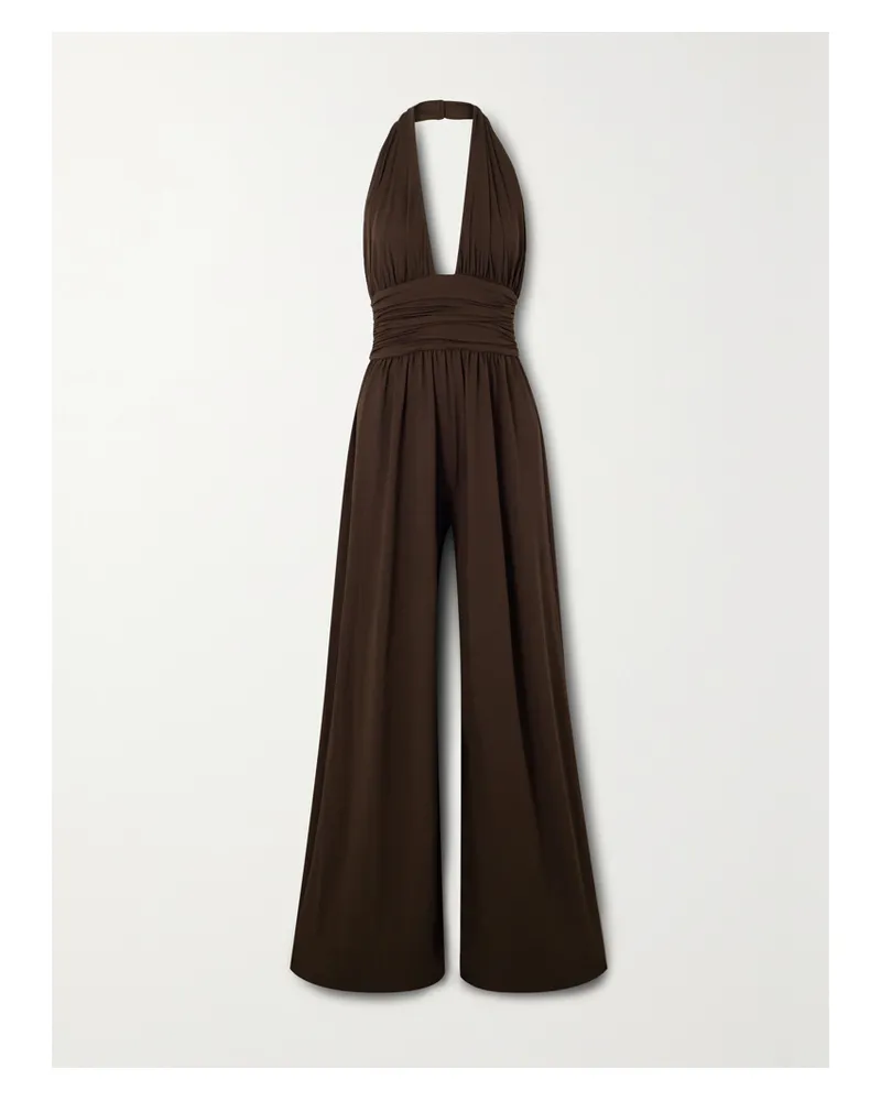 Michael Kors Neckholder-jumpsuit Aus Stretch-crêpe - Braun Braun