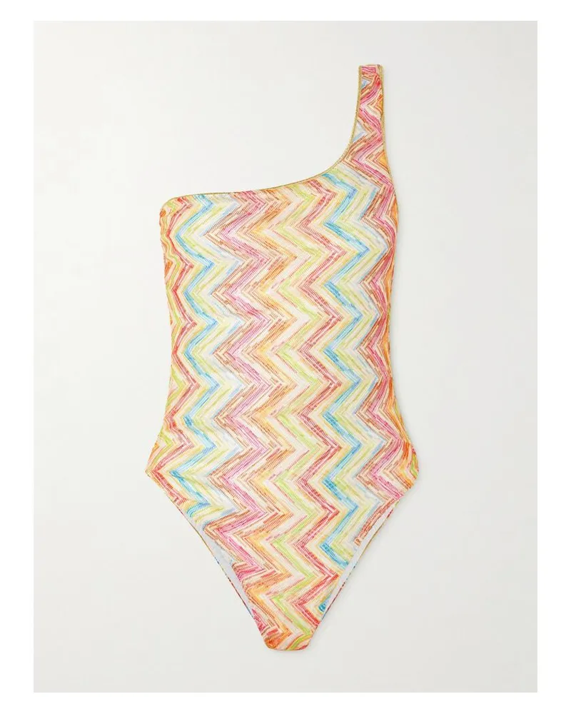Missoni Mare Asymmetrischer Badeanzug Aus Gestreiftem Häkelstrick - Creme Creme