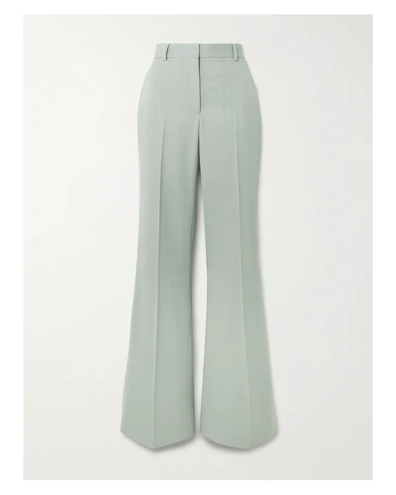 Stella McCartney Striped Wool-jacquard Flared Pants - Gray Gray