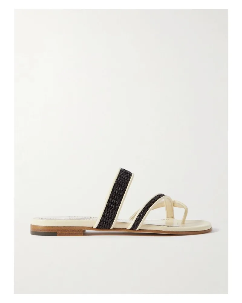 Manolo Blahnik Susara Sandalen Aus Raffiabast Und Leder - Neutral Neutral