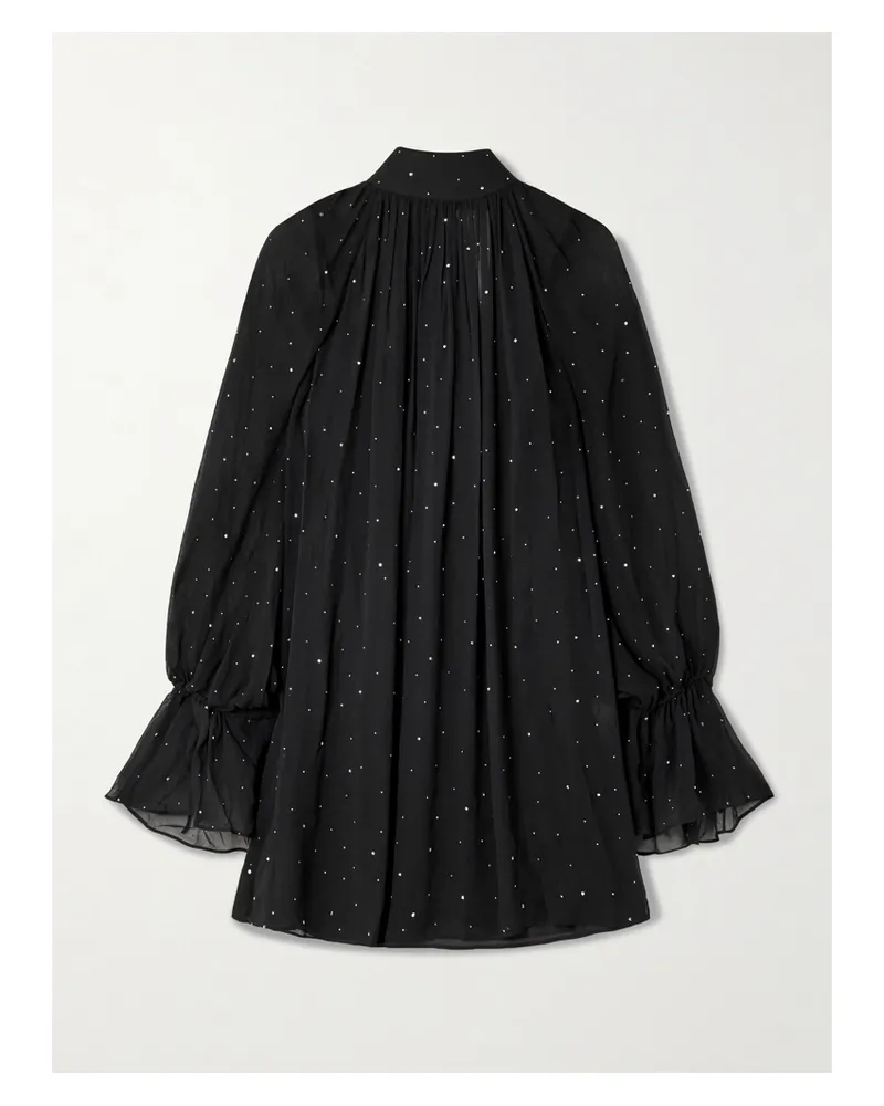 STAUD Roux Minikleid Aus Krepon Mit Raffungen Und Kristallen - Schwarz Schwarz