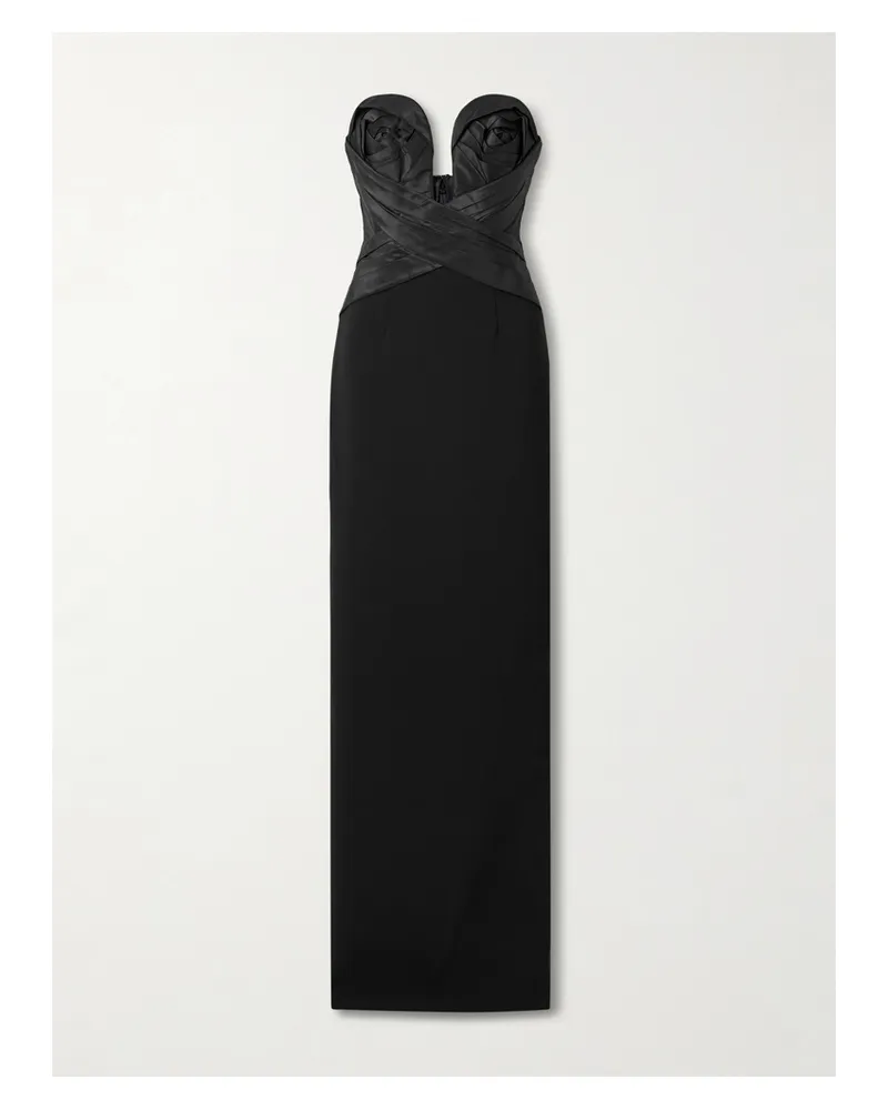 Carolina Herrera New York Strapless Draped Satin And Crepe Gown - Black Black