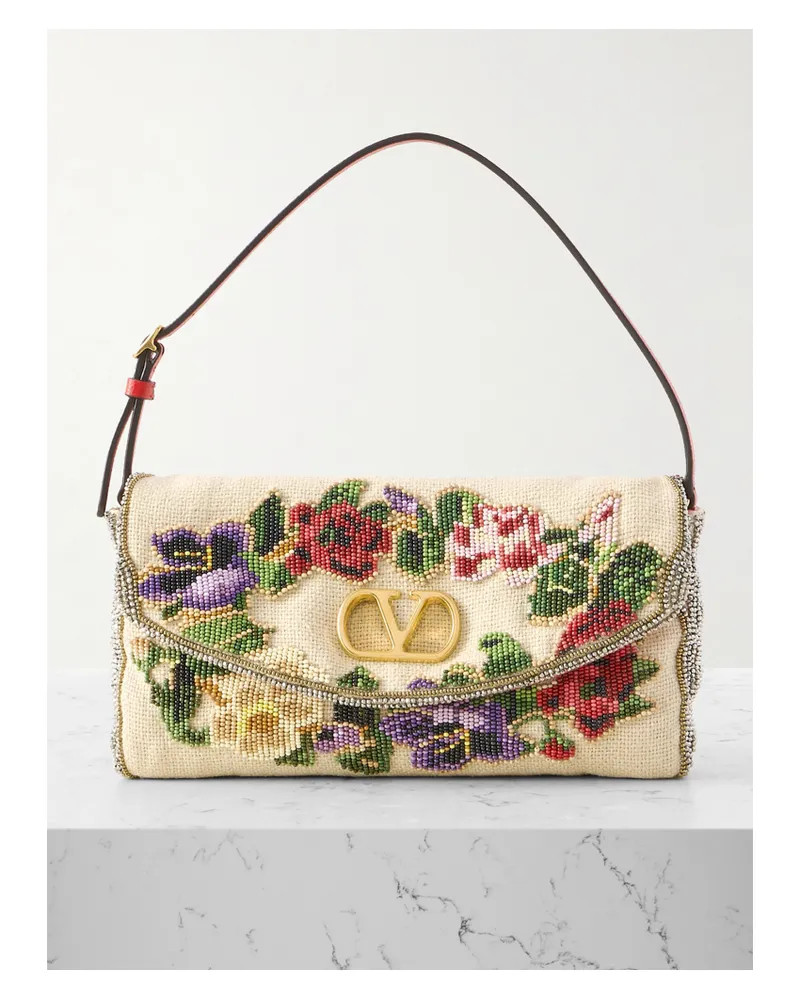 Valentino Garavani Vain Soft Schultertasche Aus Canvas Mit Verzierungen Und Lederbesätzen - Mehrfarbig Mehrfarbig