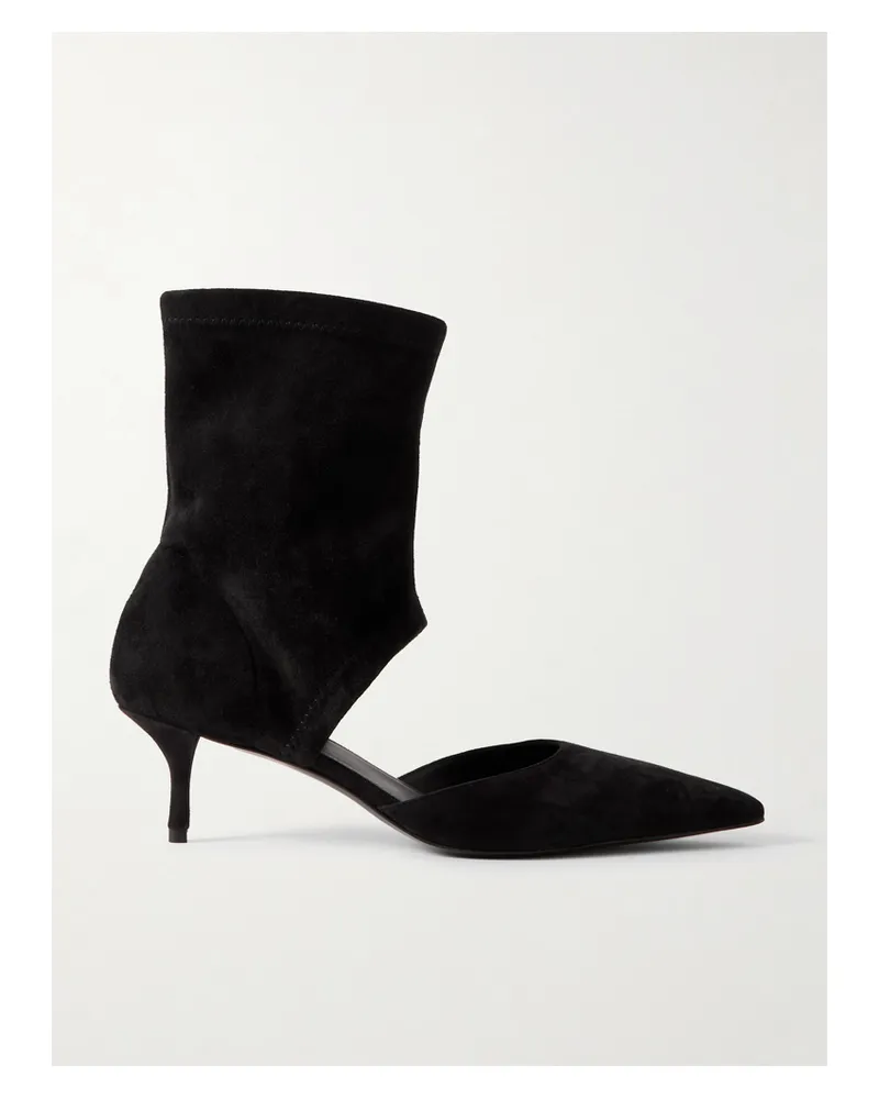 Alaïa 55 Ankle Boots Aus Veloursleder Mit Cut-out - Schwarz Schwarz