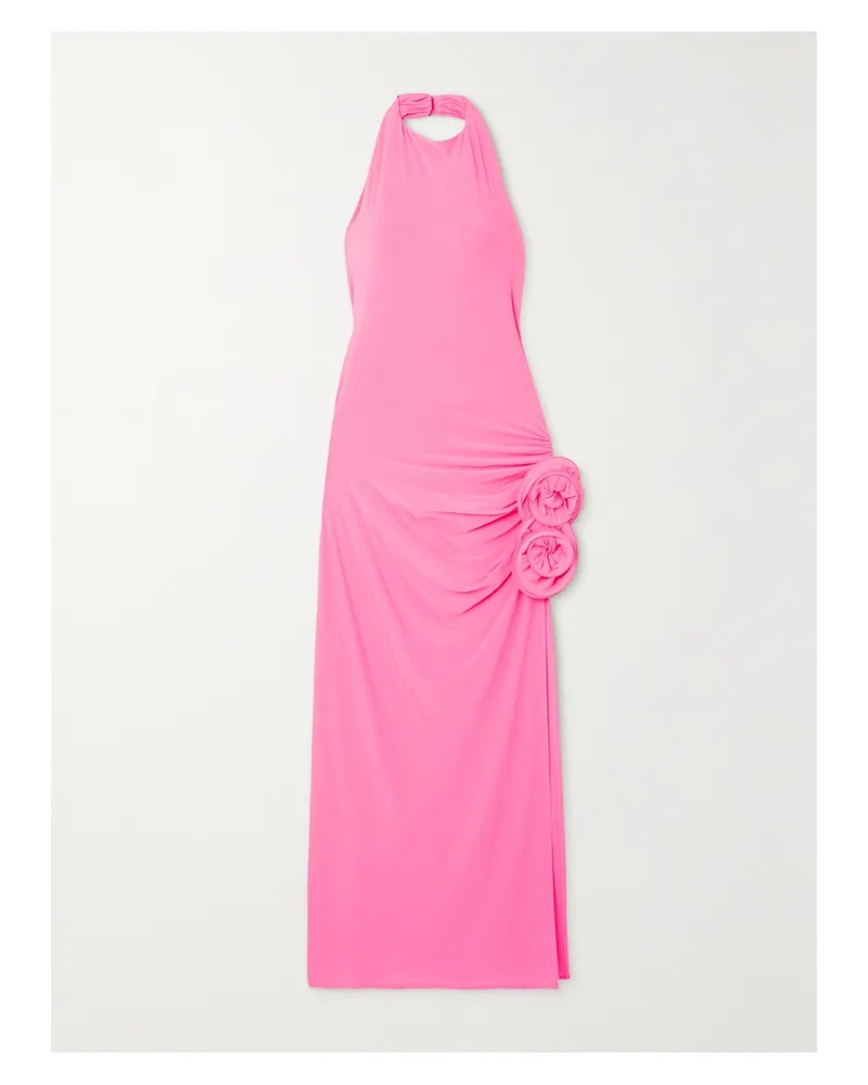 Magda Butrym Neckholder-midikleid Aus Stretch-jersey Mit Applikationen - Pink Pink