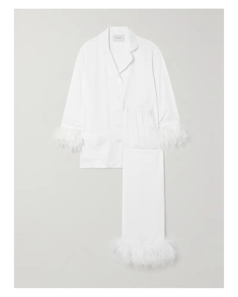 SLEEPER Pyjama Aus Twill Mit Federn - Weiß Weiß