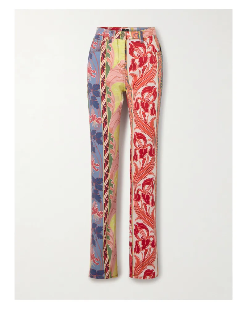 Etro Hoch Sitzende, Bedruckte Jeans Mit Geradem Bein - Rot Rot