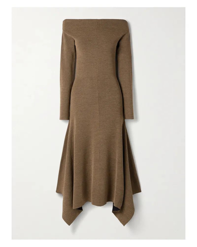 Proenza Schouler Romi Off-the-shoulder Asymmetric Stretch-knit Dress - Neutrals Neutrals