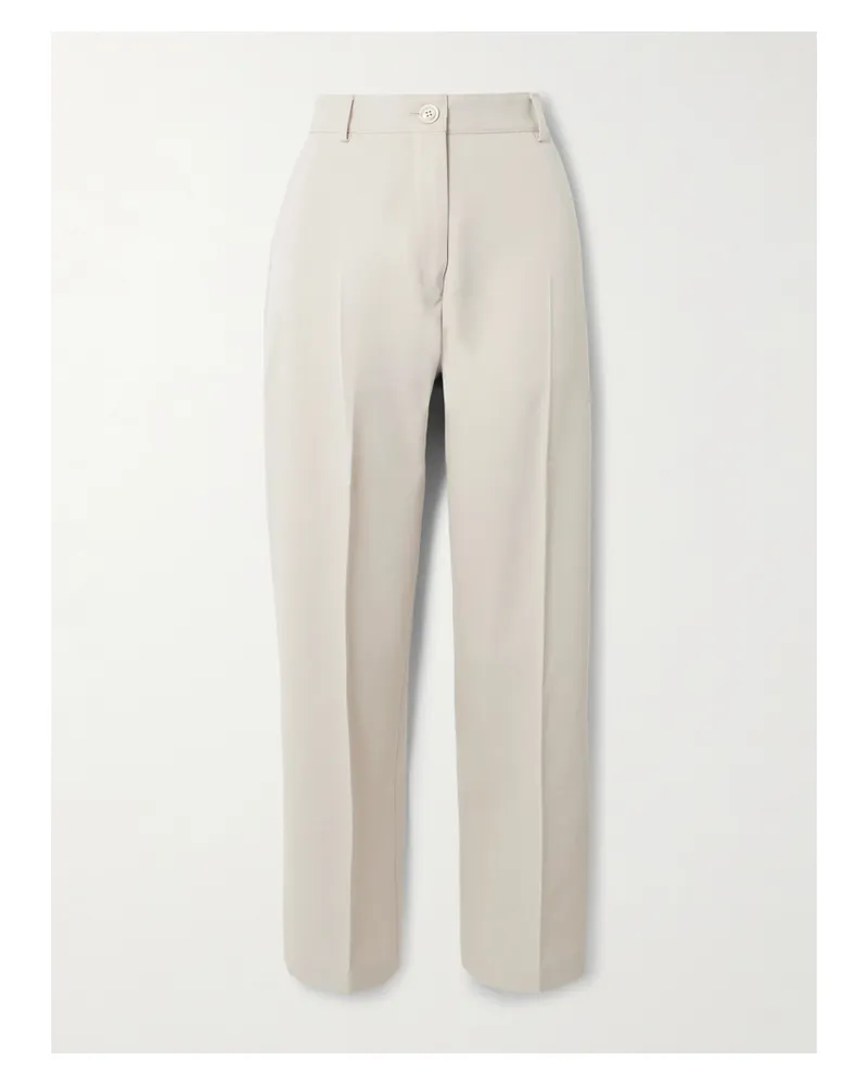 PURDEY Cotton And Wool-blend Twill Straight-leg Pants - Gray Gray