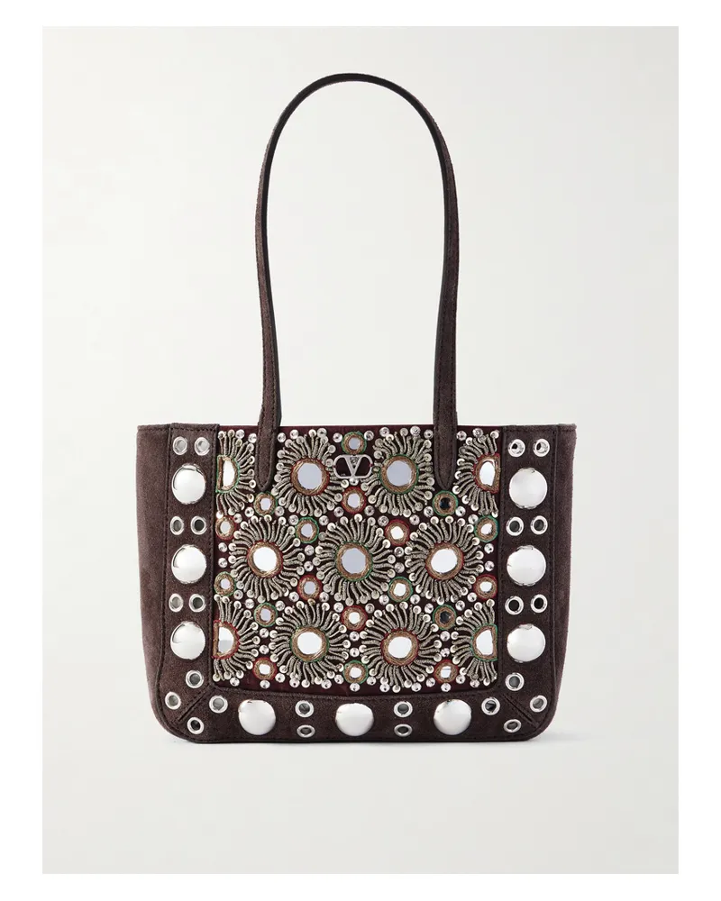 Valentino Garavani Nellcôte Tote Aus Veloursleder Mit Verzierungen - Braun Braun