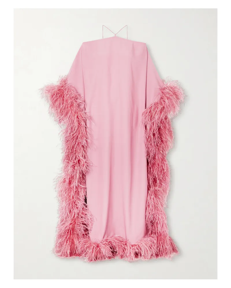 Taller Marmo Sza Sza Extravaganza Off-the-shoulder Feather-trimmed Cady Gown - Pink Pink
