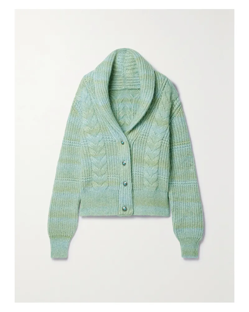Fortela Lexi Cardigan Aus Einer Mischung Aus Alpakawolle Und Baumwolle Mit Zopfstrickdetails Mit Verzierungen - Grün Grün