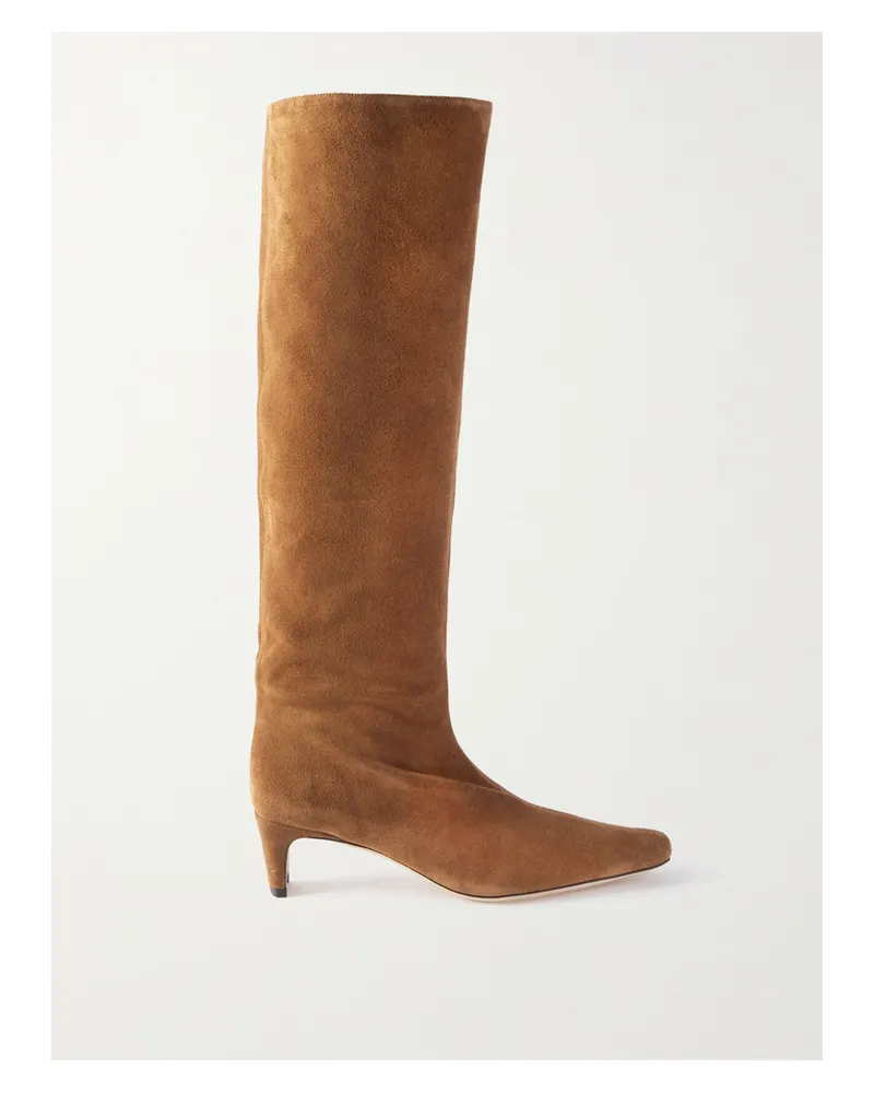 STAUD Wally Suede Knee Boots - Brown Brown