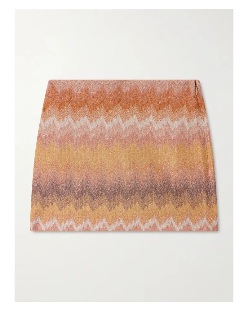 Missoni Minirock Aus Gestreiftem Metallic-häkelstrick - Gold Gold
