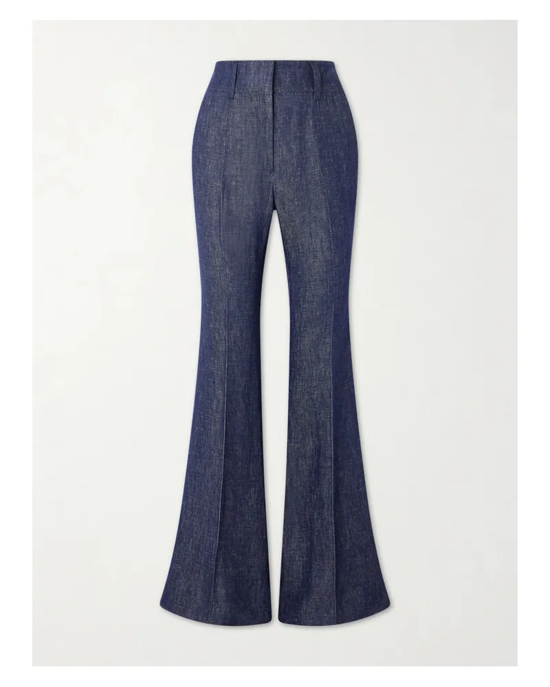 Gabriela Hearst Rhein Linen-chambray Flared Pants - Blue Blue