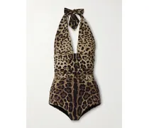 Leopard-print Halterneck Swimsuit - Animal Print