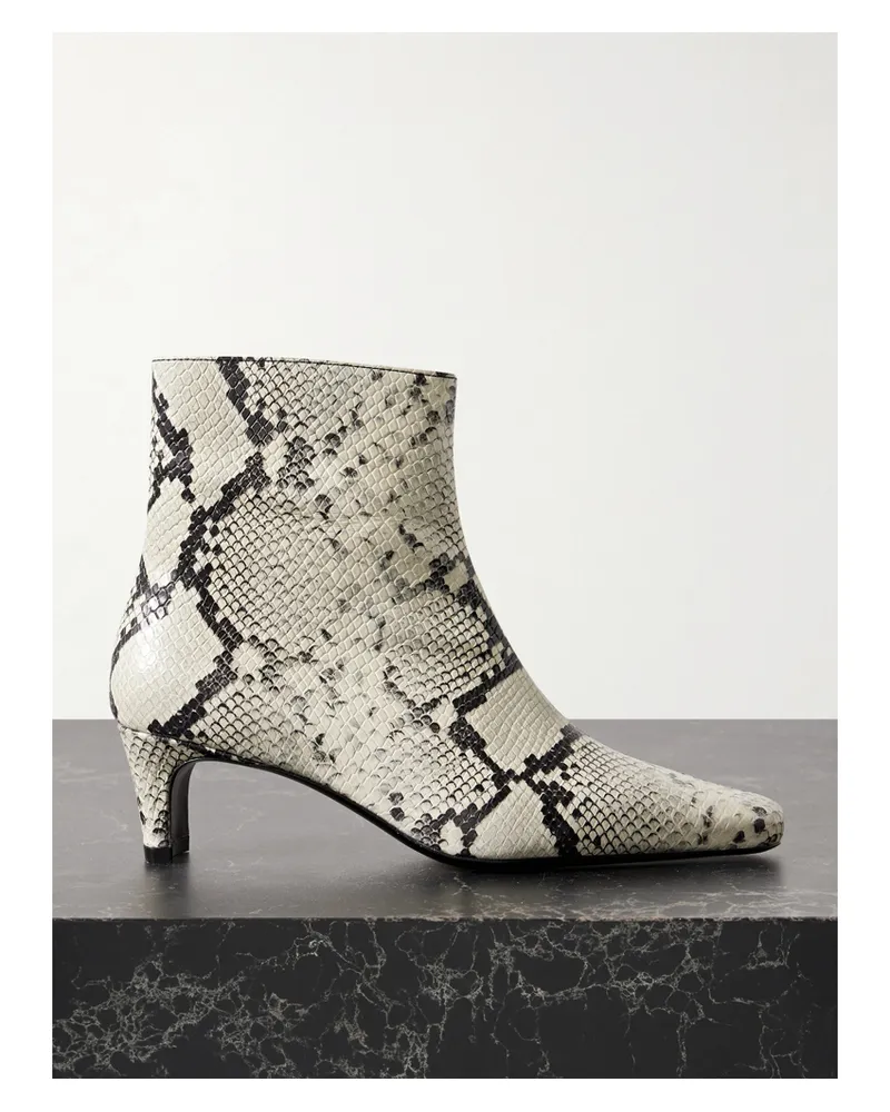 STAUD Wally Snake-effect Leather Ankle Boots - Animal print Animal