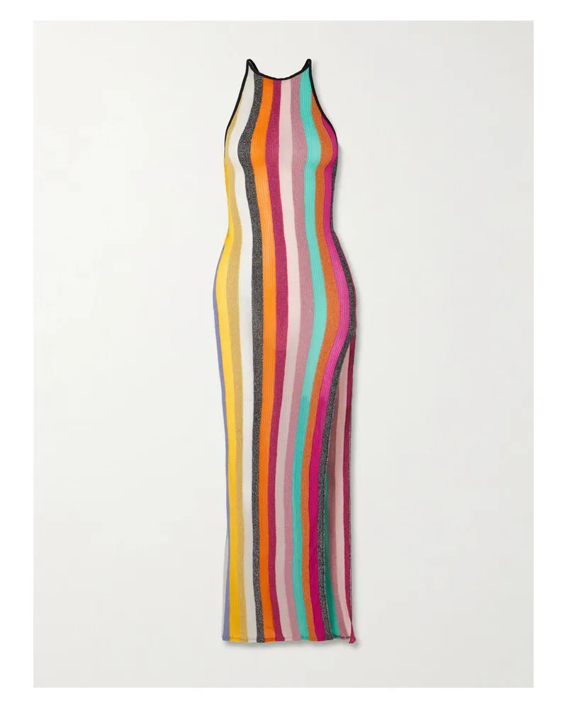 Missoni Maxikleid Aus Gestreiftem Häkelstrick In Metallic-optik - Mehrfarbig Mehrfarbig