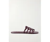 Petal Anagram Leather Slides - Burgundy