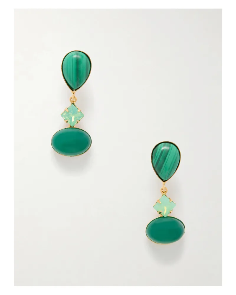 Jennifer Behr Quincy Gold-tone Malachite Earrings - Green Green