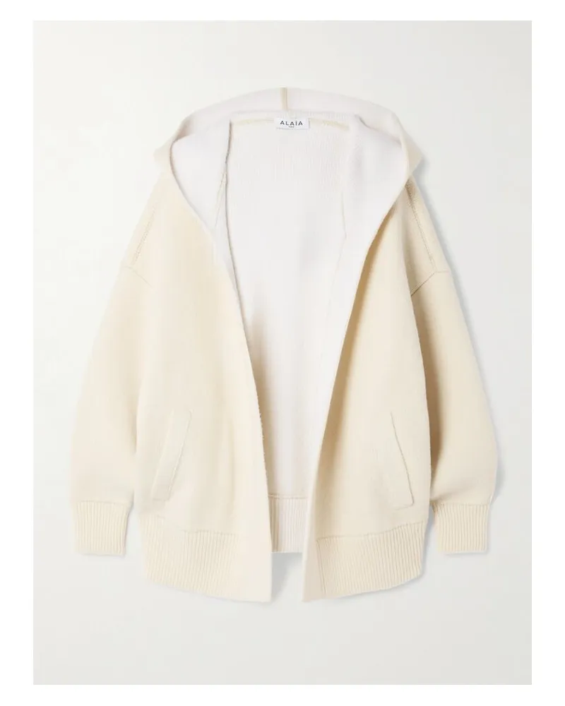 Alaïa Oversized-cardigan Aus Einer Wollmischung Mit Kapuze - Creme Creme
