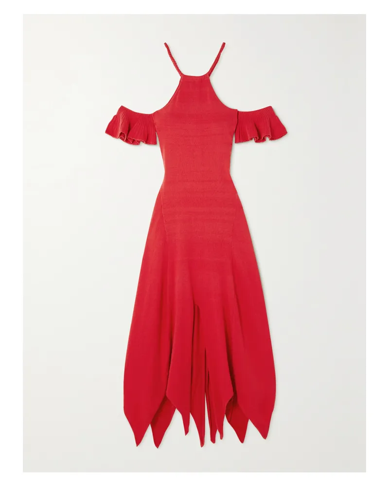 THEBE MAGUGU Schulterfreies, Asymmetrisches Neckholder-maxikleid Aus Baumwolle - Rot Rot