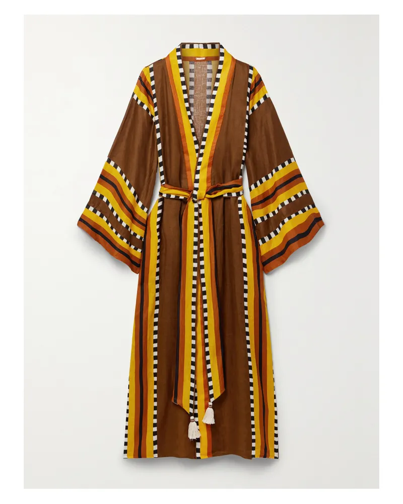 Johanna Ortiz Net Sustain Karibu Kimono Aus Bedrucktem Leinen - Gelb Gelb