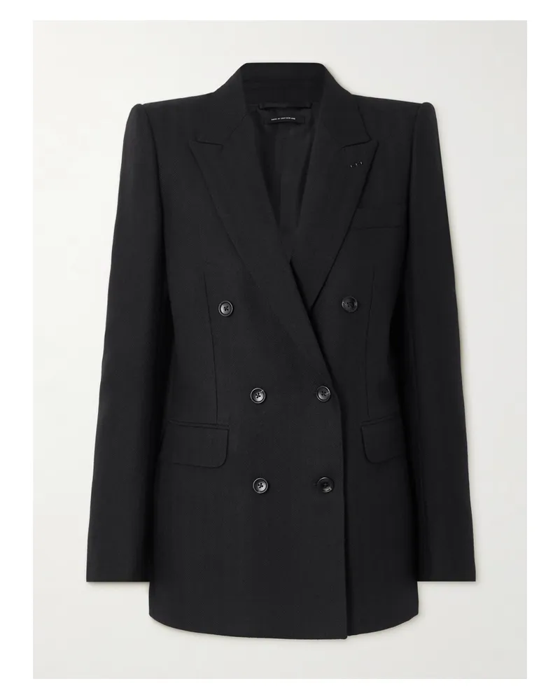 Tom Ford Doppelreihiger Blazer Aus Wolle Mit Fischgratmuster - Schwarz Schwarz