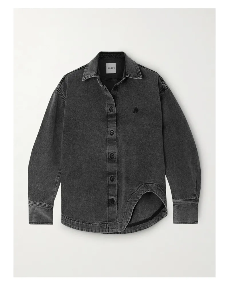 ATTICO Eliza Asymmetrisches Jeanshemd Mit Stickerei - Schwarz Schwarz