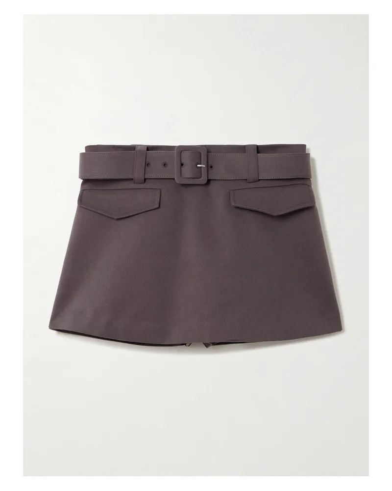 Self-Portrait Mini-skort Aus Twill Mit Gürtel - Braun Braun