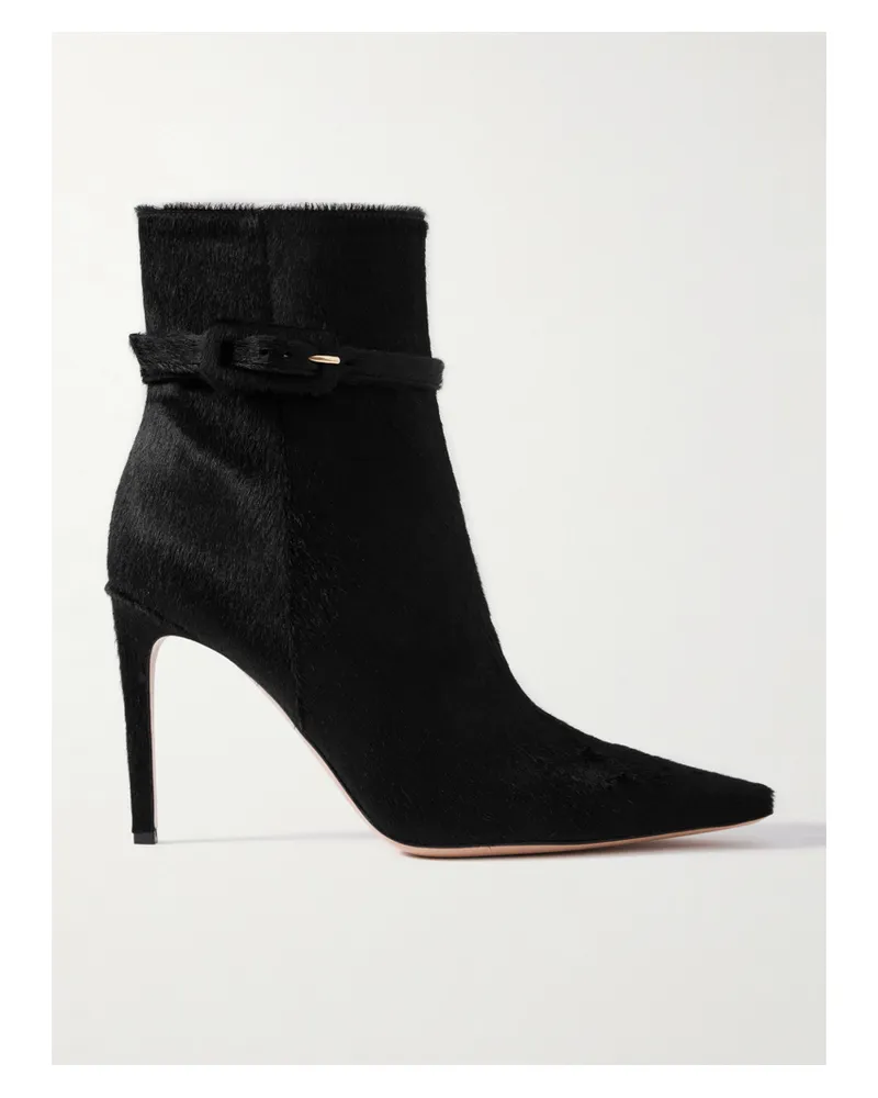 Gianvito Rossi Linsay 95 Ankle Boots Aus Kalbshaar Mit Schnalle - Schwarz Schwarz