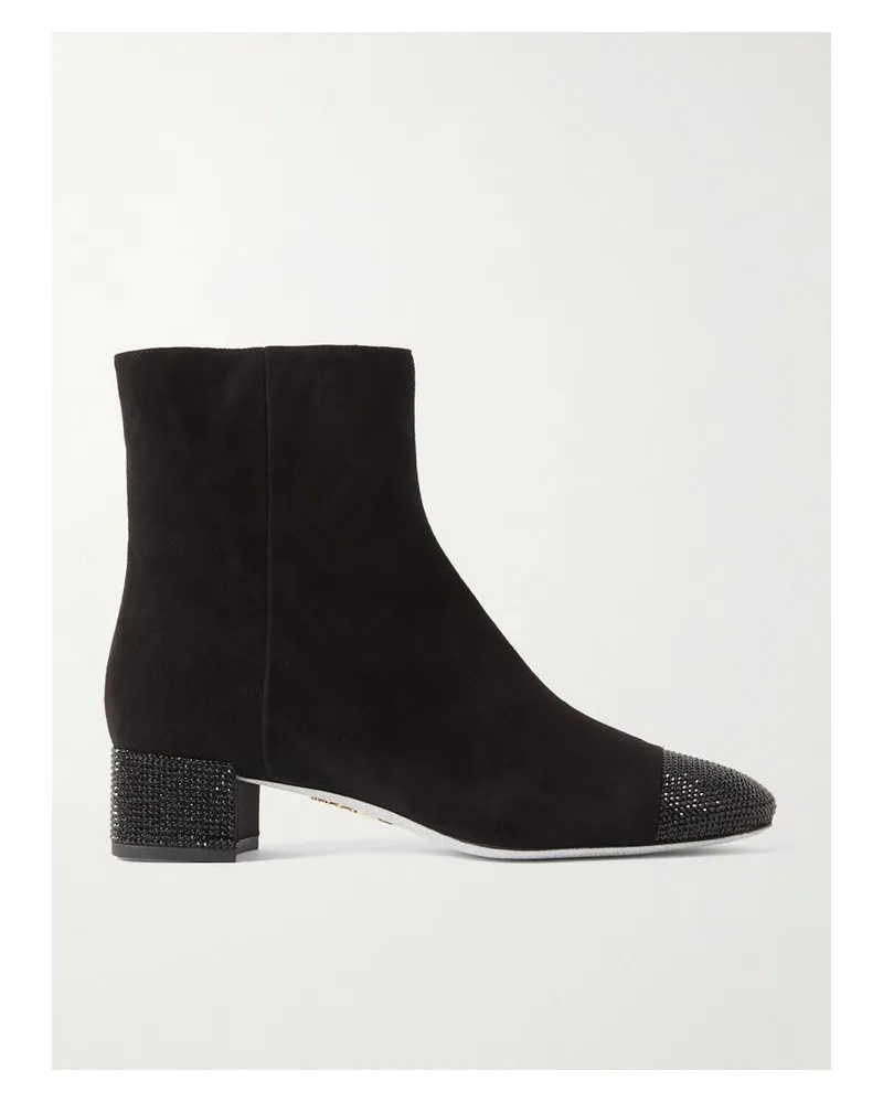 René Caovilla Bonnie Ankle Boots Aus Veloursleder Mit Verzierungen - Schwarz Schwarz