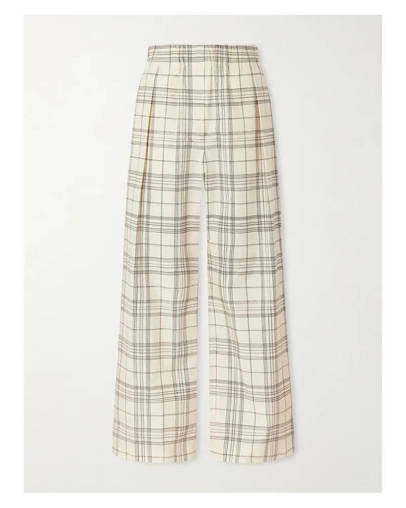 Jil Sander Checked Cotton-poplin Wide-leg Pants - Cream Cream