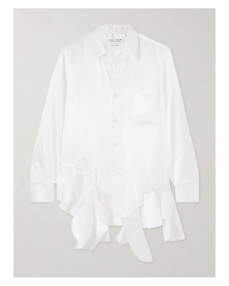 Comme des Garçons Hemd Aus Glänzendem Twill Mit Rüschen - Weiß Weiß