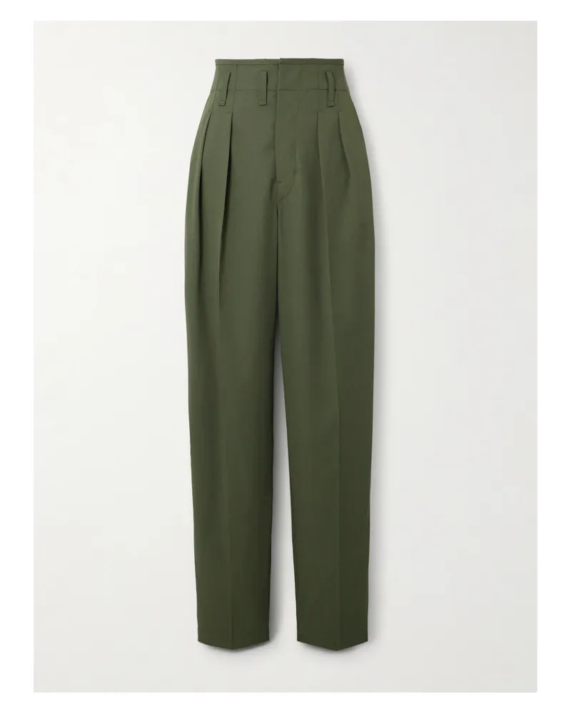 Christophe Lemaire Hose Mit Schmal Zulaufendem Bein Aus Wolle Mit Bundfalten - Grün Grün