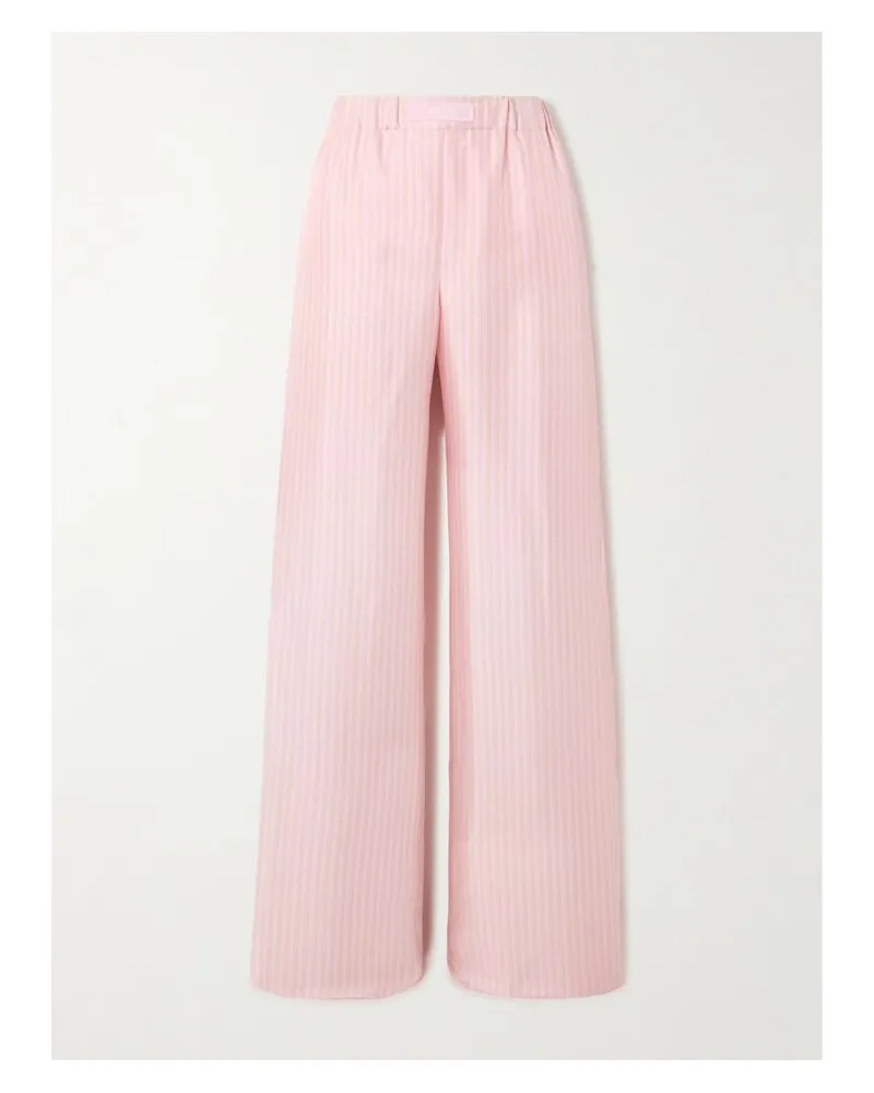 Versace Hose Mit Weitem Bein Aus Bedrucktem Seiden-twill - Pink Pink