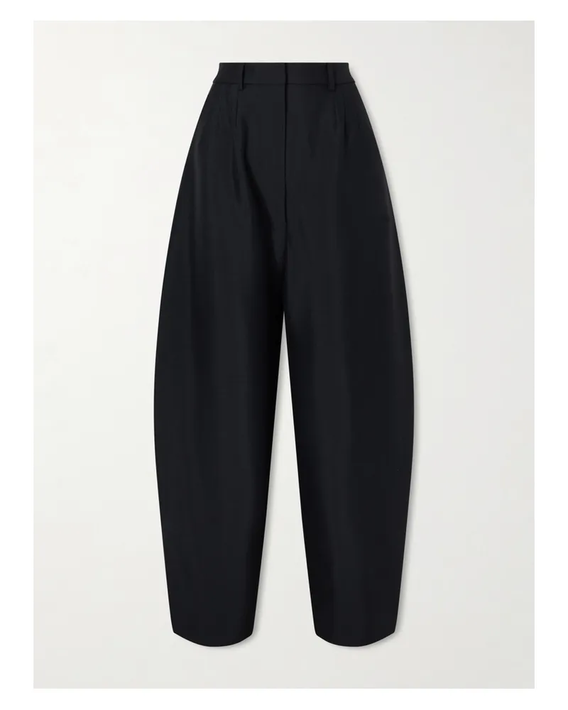 Magda Butrym Pleated Wool And Mohair-blend Barrel-leg Pants - Black Black