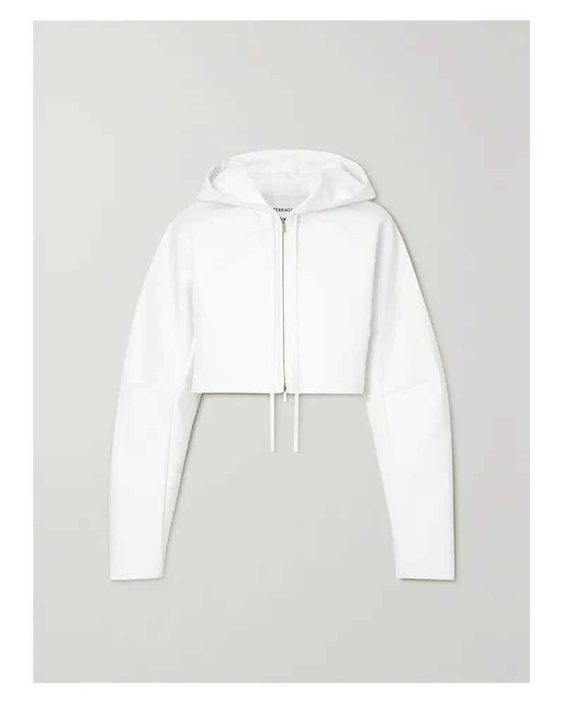 Ferragamo Verkürzte Kapuzenjacke Aus Jersey - Weiß Weiß