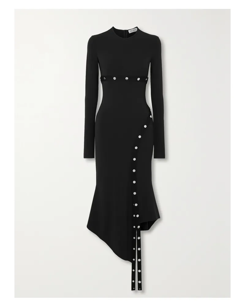 ATTICO Asymmetrisches Midikleid Aus Jersey Mit Verzierungen - Schwarz Schwarz