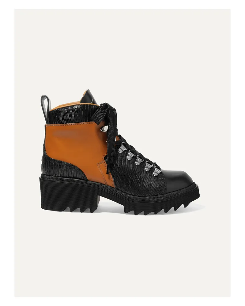 Chloé Bella Schnürstiefel Aus Leder Mit Eidechseneffekt - Braun Braun