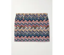 Minirock Aus Gestreiftem Metallic-häkelstrick - Mehrfarbig