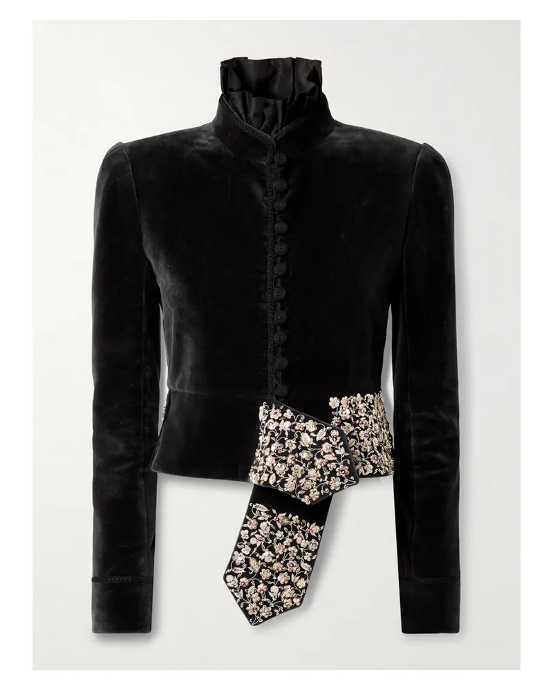Chloé Jacke Aus Baumwollsamt Mit Verzierungen - Schwarz Schwarz