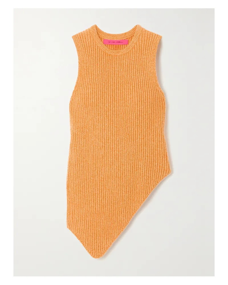 The Elder Statesman Asymmetrisches, Geripptes Tanktop Aus Einer Biobaumwoll-kaschmirmischung - Orange Orange