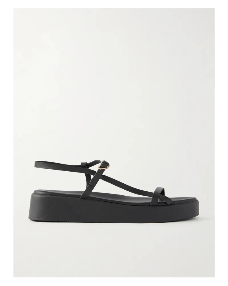 Ancient Greek Sandals Politia Leather Platform Sandals - Black Black