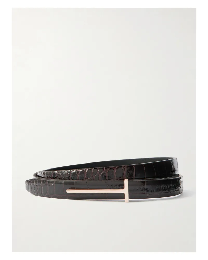 Tom Ford Croc-effect Leather Belt - Brown Brown