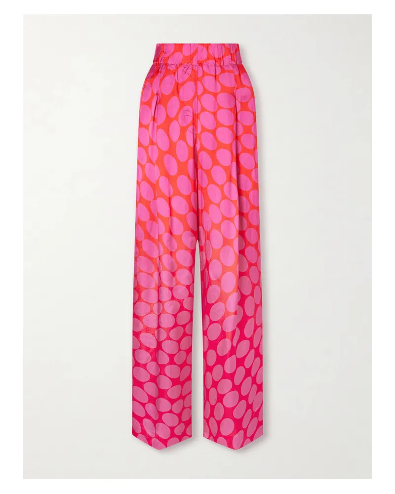Dries van Noten Hose Mit Weitem Bein Aus Satin Mit Punkten - Pink Pink