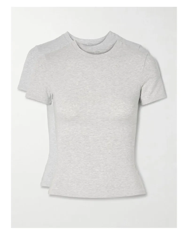 SKIMS Cotton Jersey Bundle 2 Pack T-shirt – Light Heather Grey – Set Aus Zwei T-shirts Aus Stretch-baumwoll-jersey - Grau Grau