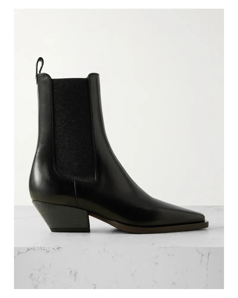 Brunello Cucinelli Stiefel Aus Leder Mit Zierperlen - Schwarz Schwarz