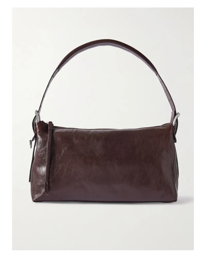 Christophe Lemaire Belted Baguette Leather Shoulder Bag - Burgundy Burgundy